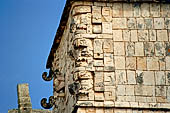 Chichen Itza - The Templo de los Guerreros (Temple of the Warriors). Detail of the southern wall with 'big nose' masks in a mosaic arrangement.