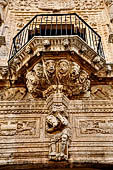Merida - the Plaza Principal, Casa de Montejo (1542) the bas-relief of the facade show Spanish knights standing upon the heads of defeated Maya warriors.