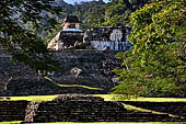 Palenque - The broad stairway which marks the northern side of the Great Plaza. 