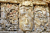 Palenque  - The Palace, remains of stucco bas-reliefs of the Northern stairway, this detail represents a portrait of a ruler.