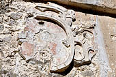 Palenque - The Palace East side, Casa A, stucco medallions of the eastern corridor. 