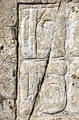 Palenque - The Palace. Patio of the Captives (Patio de los Cautivos), images at base of House C, glyph caption of the first captive from right. 