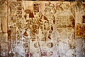 Palenque - Detail of the panel of temple XIV showing the mother of Chan Bahlum II handing the symbol of power a figurine of god K'awil.