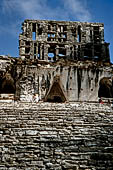 Palenque - the Temple of the Cross (Templo de la Cruz). Detail of the roof combs. 
