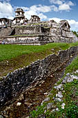 Palenque  - The Palace South side, the Otulum stream nearby the Palace becomes a stone wall-lined artificial channel. 