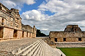 Uxmal - The Nunnery Quadrangle, the Grand Staircase of the North Building, the Eastern building is on the background. 
