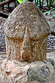 Uxmal - Group of stone phallus near the Pyramid of the Old Woman. 