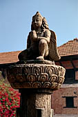 Bhaktapur - Durbar Square - Garuda pillar in front of the Krishna Temple.
