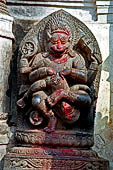 Bhaktapur - Durbar Square - detail of the statue of Narsingha (art gallery entrance).