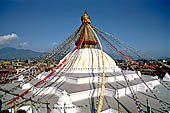 Bodhnath - the huge hemispherical dome of the stupa sits on a three-tier platform with the shape of a mandala.
