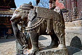 Changu Narayan - details of the elephants guarding the South side of the main temple.