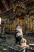 Changu Narayan - Lion guarding the main entrance of the temple (West).