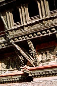 Kathmandu - Durbar Square. Krabindapur temple, detail of the sculptured roof struts.