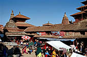 Patan Durbar Square - the southern end of the square with shops and souvenir seller. 