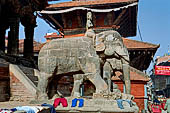 Patan Durbar Square - Temple of Vishwanath, the elephant statues in front of the East side of the temple.