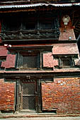 Patan Durbar Square - Detail of wood carvings on the  Royal Palace facade  occupying the eastern side of the square.