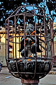 Patan - South of Durbar Square, the temple of Rato Machhendra Nath, symbols of the Tibetan calendar on top of pillars.