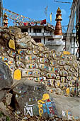 Swayambhunath - Tibetan prayer stones at the base of the eastern stairway ascending the hill.