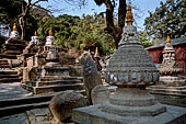 Swayambhunath - small devotional caityas line up the 365 steps of the eastern stairway ascending the hill.
