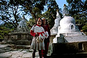 Swayambhunath - small devotional caityas line up the 365 steps of the eastern stairway ascending the hill.