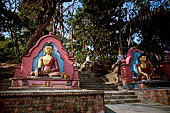 The start of the devotional ascent to the Swayambhunath hill, the gateway give access to the pilgrims ascending the 365 steps.