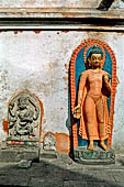 Swayambhunath Stupa - the temple of Santipura, statue of lion and tiger headed dakinis and Buddha Shantipura.