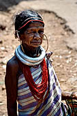 Orissa Koraput district - Gabada  woman at the Ankadeli marketplace. Gabada tribe is reckoned as one of the oldest tribes in India. 