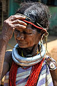 Orissa Koraput district - Gabada  woman at the Ankadeli marketplace. Gabada tribe is reckoned as one of the oldest tribes in India. 