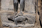 Hirapur - the Sixtyfour Yoginis Temple, detail of the mount of Yogini n 55 (clockwise) a female yak. 
