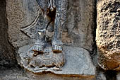 Hirapur - the Sixtyfour Yoginis Temple, detail of the pedestal of Yogini n° 32 (clockwise) with a bull. 