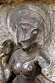 Hirapur - the Sixtyfour Yoginis Temple, detail of the boar faced Yogini n 25 (clockwise). 