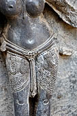 Hirapur - the Sixtyfour Yoginis Temple, detail of the intricate design of the cloths of Yogini n 37 (clockwise). 