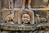 Hirapur - the Sixtyfour Yoginis Temple, pedestal of Katyayani n 3 (clockwise), with a jackal and a dog. 