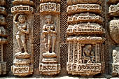 Konarak - Orissa. The Sun Temple, decorations of the bhoga mandapa, pidha-mundi. 