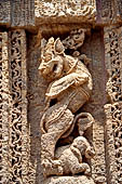Konarak - Orissa. The Sun Temple, decorations of the bhoga mandapa, vyala.