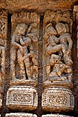 Konarak - Orissa. The Sun Temple, detail of the decoration of the platform of the jagamohana-deul complex.