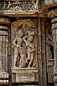 Konarak - Orissa. The Sun Temple, detail of the decoration of the platform of the jagamohana-deul complex.
