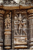 Konarak - Orissa. The Sun Temple, detail of the decoration of the platform of the jagamohana-deul complex.