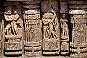 Konarak - Orissa. The Sun Temple, detail of the decoration of the platform of the jagamohana-deul complex.
