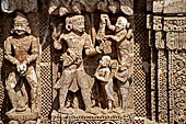 Konarak - Orissa. The Sun Temple, decorations of the platform of the jagamohana-deul complex, scene of the Presentation of Message before the Commander.