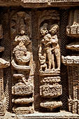 Konarak - Orissa. The Sun Temple, nagakanya decoration of the platform of the jagamohana-deul complex.