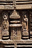 Konarak - Orissa. The Sun Temple, detail of the decoration of the platform of the jagamohana-deul complex.