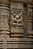 Konarak - Orissa. The Sun Temple, detail of the decoration of the platform of the jagamohana-deul complex.