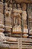 Konarak - Orissa. The Sun Temple, detail of the decoration of the platform of the jagamohana-deul complex. 