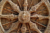 Konarak - Orissa. The Sun Temple, details of the twelve pairs of the great wheels arrayed along the platform. 