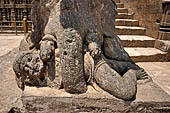 Orissa - Konarak - The Sun Temple, detail of Gajasimha one of the two rampant lions striking elephants which once stood in front of the east entrance of the jagamohan, today guard the entrance of the mandapa