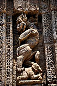 Orissa - Konarak - The Sun Temple, vyala on the bhoga mandapa