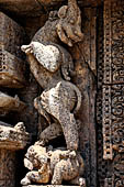 Konarak - Orissa. The Sun Temple, vyala decoration of the platform.