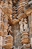Orissa - Konarak - The Sun Temple. Weird life size statues, mostly of musicians and dancers, of the Jagamohan.
