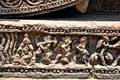 Orissa - Konarak - The Sun Temple. The frieze which runs continously all  around the base of the temple platform, decorated with more than ten thousands elephants . 